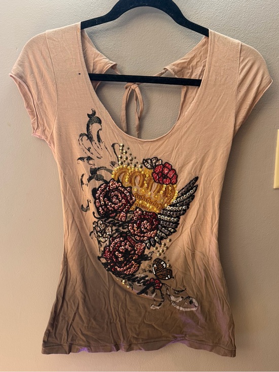 Guess Tops - Vintage Y2K Guess Los Angeles Beaded Bling short sleeve Shirt ombre mcbling